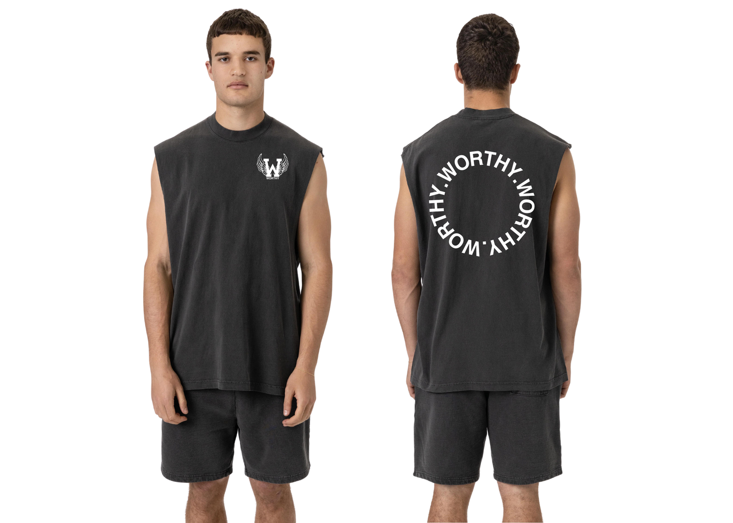 WORTHY. Circle Logo Muscle Tee