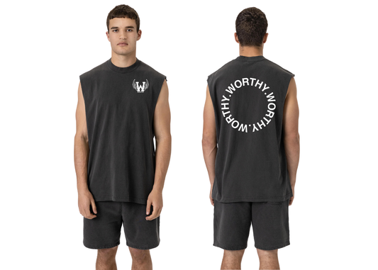 WORTHY. Circle Logo Muscle Tee
