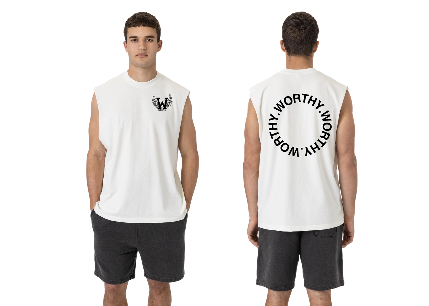 WORTHY. Circle Logo Muscle Tee